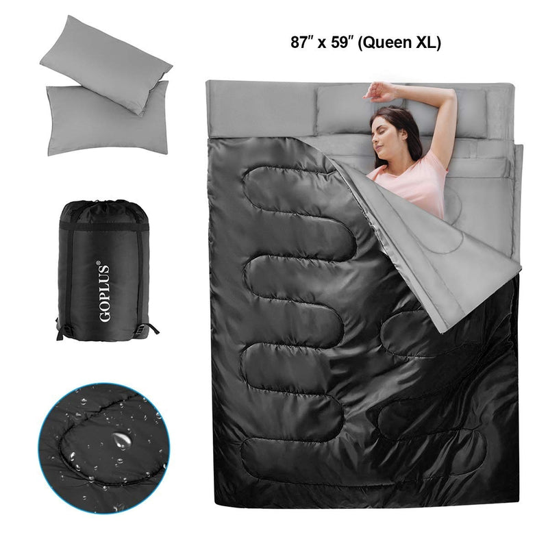 2 Person Waterproof Sleeping Bag with 2 Pillows