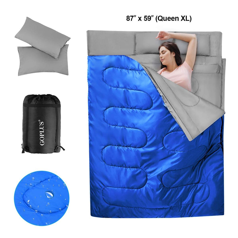 2 Person Waterproof Sleeping Bag with 2 Pillows