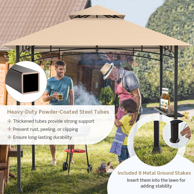 8 x 5 Feet Outdoor Barbecue Grill Gazebo Canopy Tent BBQ Shelter