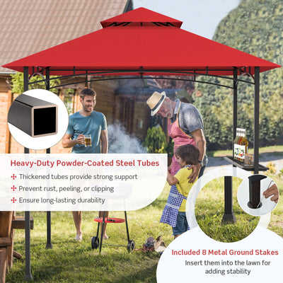 8 x 5 Feet Outdoor Barbecue Grill Gazebo Canopy Tent BBQ Shelter