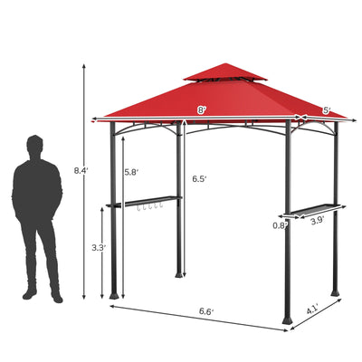 8 x 5 Feet Outdoor Barbecue Grill Gazebo Canopy Tent BBQ Shelter