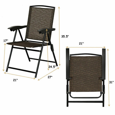 2 Pcs Folding Sling Chairs with Steel Armrest and Adjustable Back