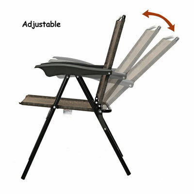 4 PCs Folding Chairs with Adjustable Backrest and Armrest