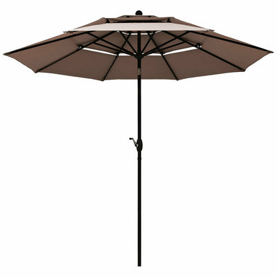 10ft 3 Tier Patio Umbrella Aluminum Sunshade Shelter Double Vented without Base