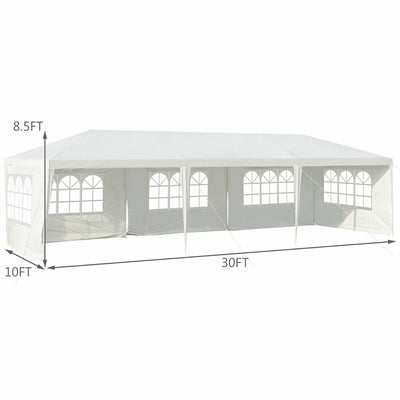 10' x 30' Gazebo Canopy with 5 Removable Sidewalls