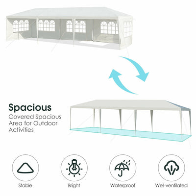 10' x 30' Gazebo Canopy with 5 Removable Sidewalls