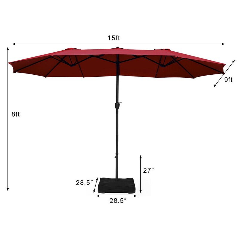 15 Ft Patio Umbrella Outdoor Umbrella with Crank and Base