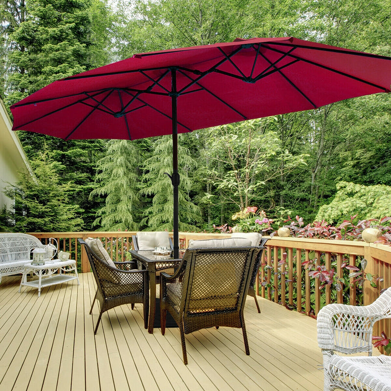 15 Ft Patio Umbrella Outdoor Umbrella with Crank and Base