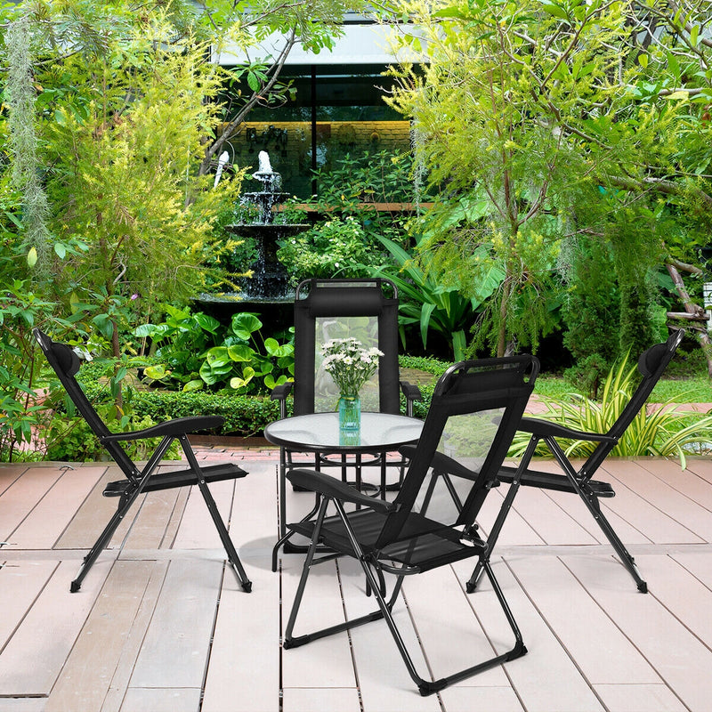 4 Pcs Patio Garden Adjustable Reclining Folding Chairs with Headrest