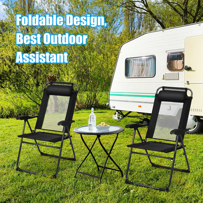 4 Pcs Patio Garden Adjustable Reclining Folding Chairs with Headrest