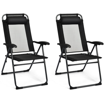 4 Pcs Patio Garden Adjustable Reclining Folding Chairs with Headrest