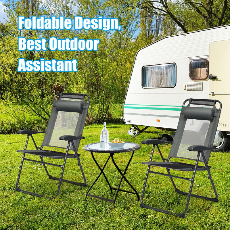 4 Pcs Patio Garden Adjustable Reclining Folding Chairs with Headrest