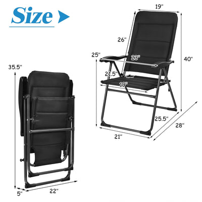 2 Pcs Folding Patio Chairs with Adjustable Backrest