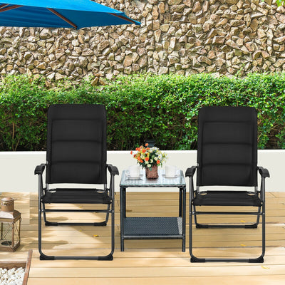 2 Pcs Folding Patio Chairs with Adjustable Backrest