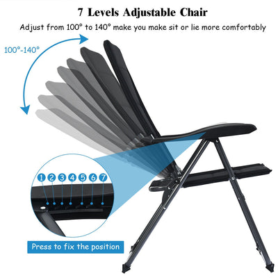 2 Pcs Folding Patio Chairs with Adjustable Backrest