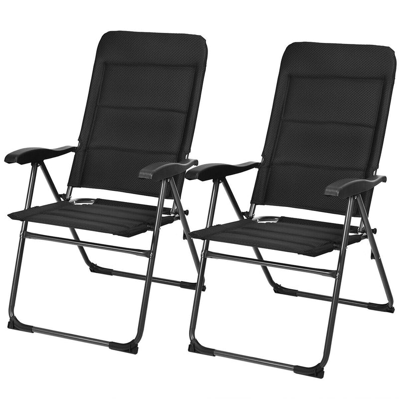 2 Pcs Folding Patio Chairs with Adjustable Backrest