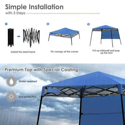 7 x 7 Ft Stand Adjustable Portable Canopy Tent with Backpack