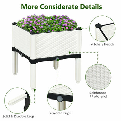 Set of 4 Elevated Flower Vegetable Herb Grow Planter Box