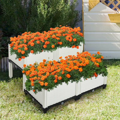 Set of 4 Elevated Flower Vegetable Herb Grow Planter Box