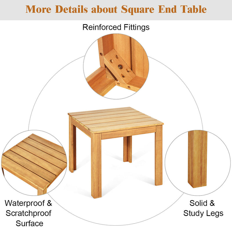 Solid Wooden Square End Table Patio Chair