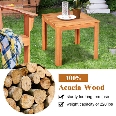 Solid Wooden Square End Table Patio Chair