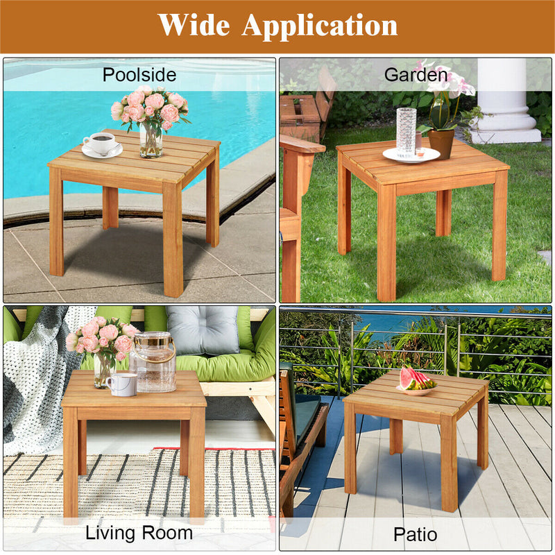 Solid Wooden Square End Table Patio Chair