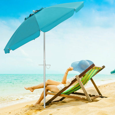 6.5 Feet Beach Umbrella with Sun Shade and Carry Bag without Weight Base