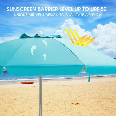 6.5 Feet Beach Umbrella with Sun Shade and Carry Bag without Weight Base