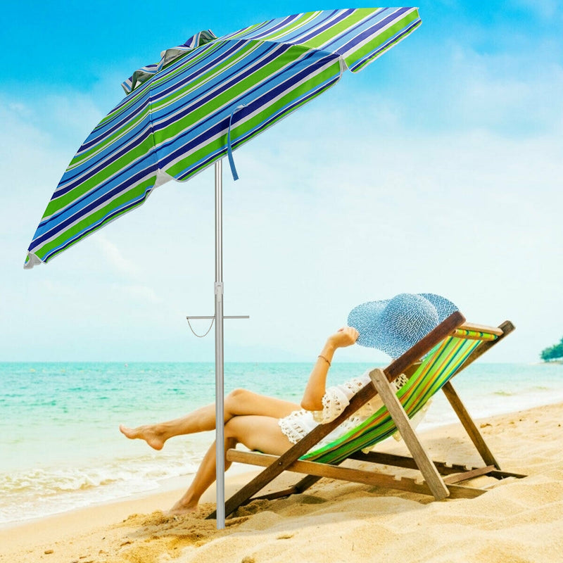 6.5 Feet Beach Umbrella with Sun Shade and Carry Bag without Weight Base