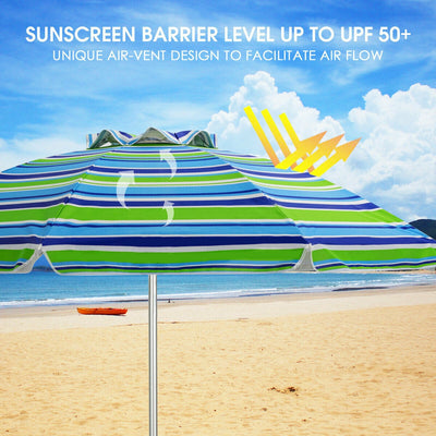 6.5 Feet Beach Umbrella with Sun Shade and Carry Bag without Weight Base