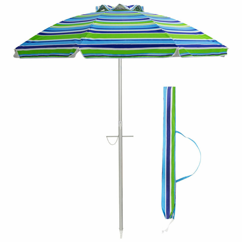 6.5 Feet Beach Umbrella with Sun Shade and Carry Bag without Weight Base