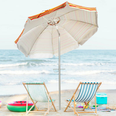 6.5 Feet Beach Umbrella with Sun Shade and Carry Bag without Weight Base