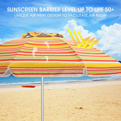 6.5 Feet Beach Umbrella with Sun Shade and Carry Bag without Weight Base