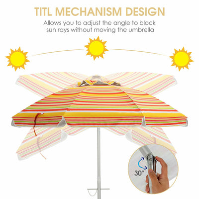 6.5 Feet Beach Umbrella with Sun Shade and Carry Bag without Weight Base