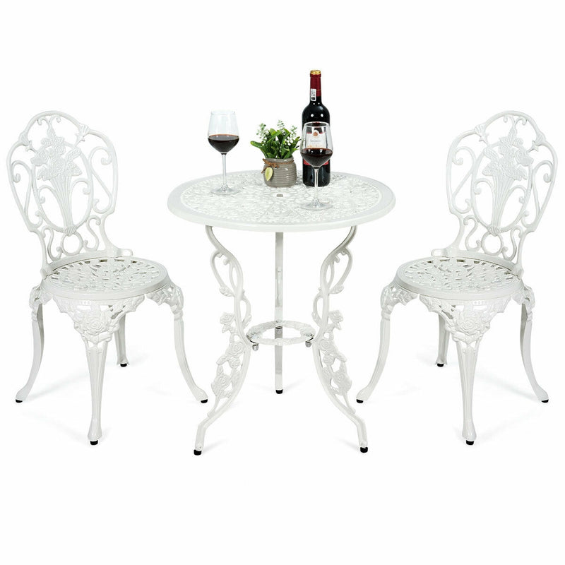 3 PCS Patio Table Chairs Furniture Bistro Set