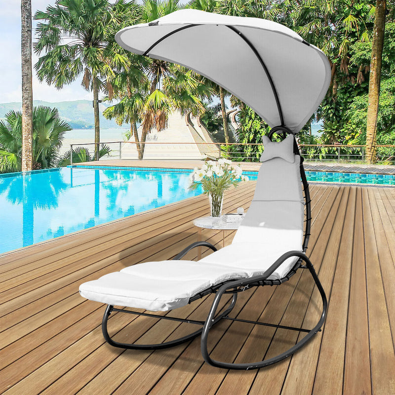 Patio Hanging Swing Chaise Lounge Chair