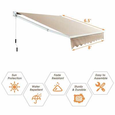 8 x 6.5 FT Retractable Aluminum Patio Sun Awning