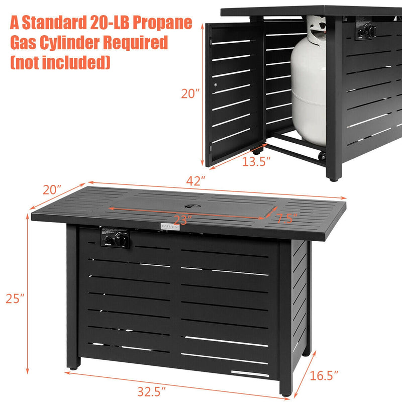 42"  60,000 Btu Rectangular Propane Gas Fire Pit Table