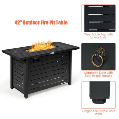 42"  60,000 Btu Rectangular Propane Gas Fire Pit Table