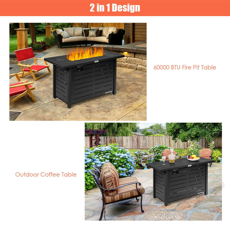 42"  60,000 Btu Rectangular Propane Gas Fire Pit Table