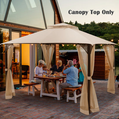 10 x 12 Feet Gazebo Replacement Canopy with Air Vent and Water Drainage Design