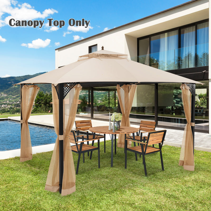 10 x 12 Feet Gazebo Replacement Canopy with Air Vent and Water Drainage Design