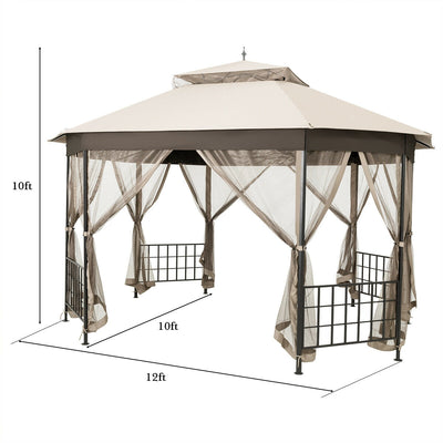 10’x 12’ Octagonal Patio Gazebo with Mosquito Net