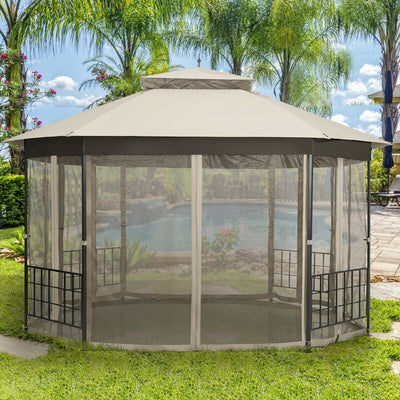 10’x 12’ Octagonal Patio Gazebo with Mosquito Net