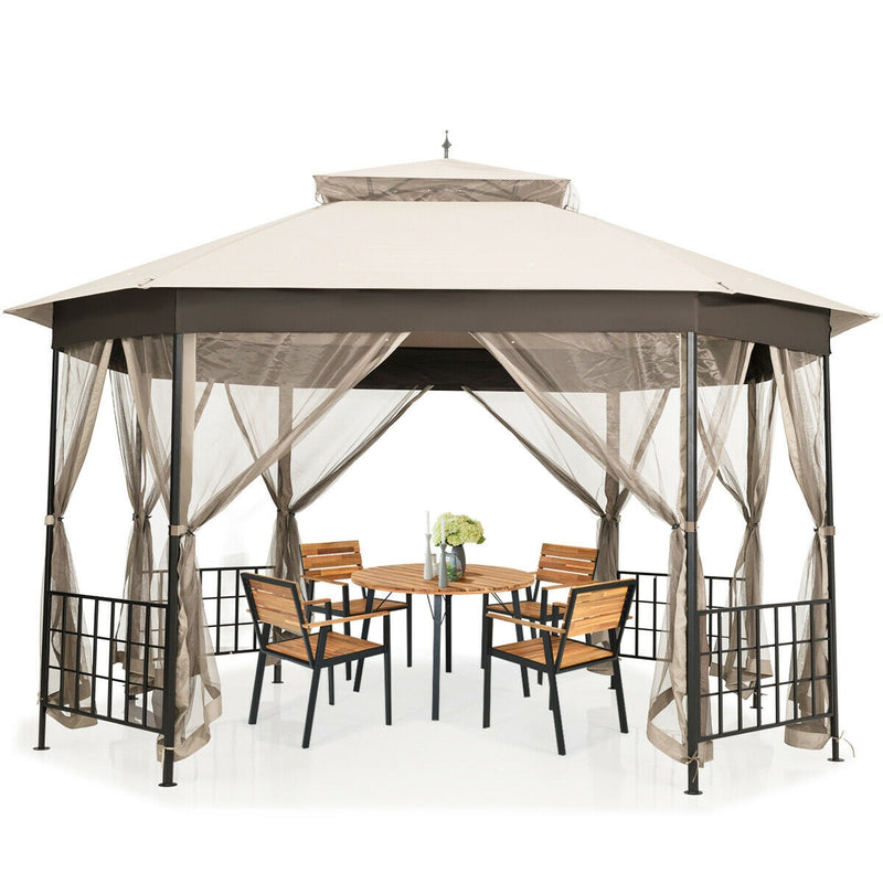 10’x 12’ Octagonal Patio Gazebo with Mosquito Net