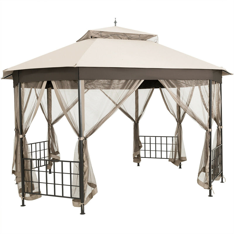 10’x 12’ Octagonal Patio Gazebo with Mosquito Net