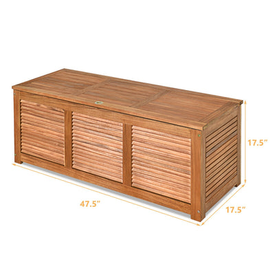 47 Gallon Acacia Wood Storage Bench Box for Patio Garden Deck