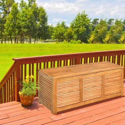 47 Gallon Acacia Wood Storage Bench Box for Patio Garden Deck