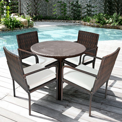 4 PCS Outdoor Patio Rattan Dining Chairs Cushioned Sofa