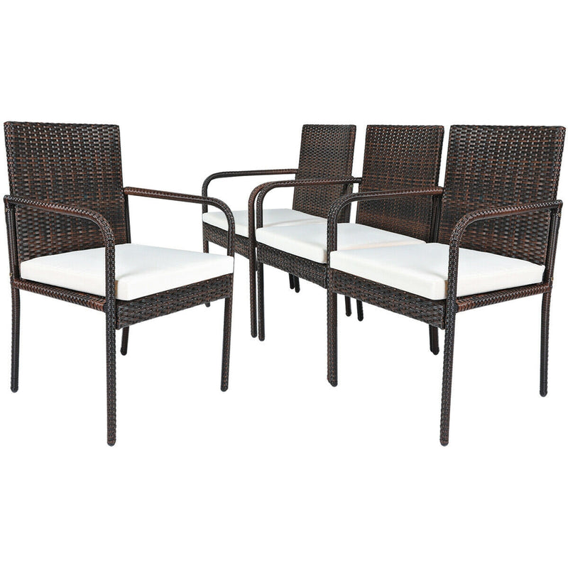 4 PCS Outdoor Patio Rattan Dining Chairs Cushioned Sofa